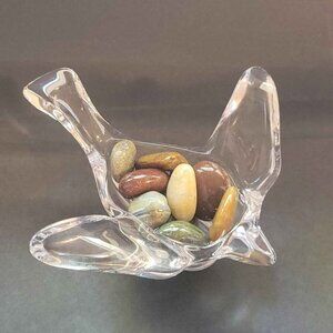Crystal Glass Dove Filled With Beautiful Agates and Jasper